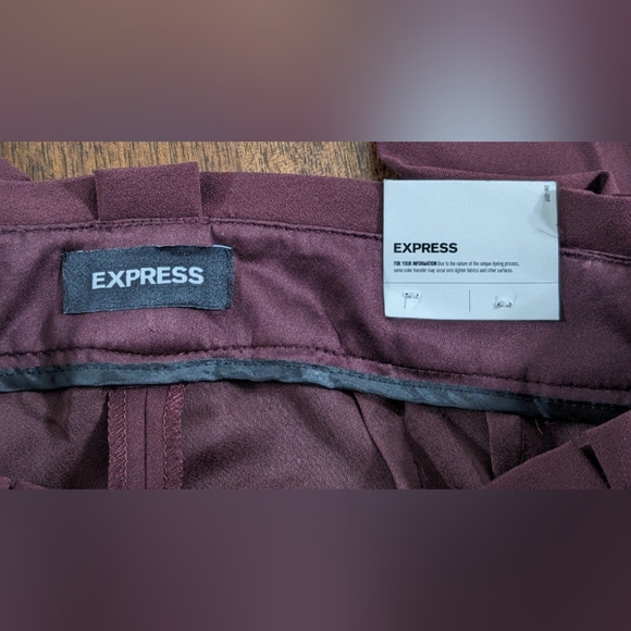 NWT Express Women's High Rise Tie Belt Burgundy Maroon Ankle Pants, Size 8R - Picture 7 of 12